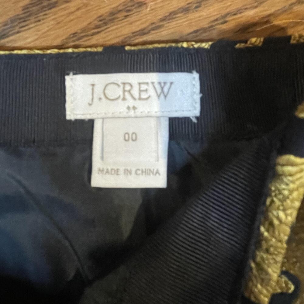 J Crew Skirt Womens 00 Black Gold Elephant Jacquard Brocade Mini Lined E3693 - Picture 3 of 10